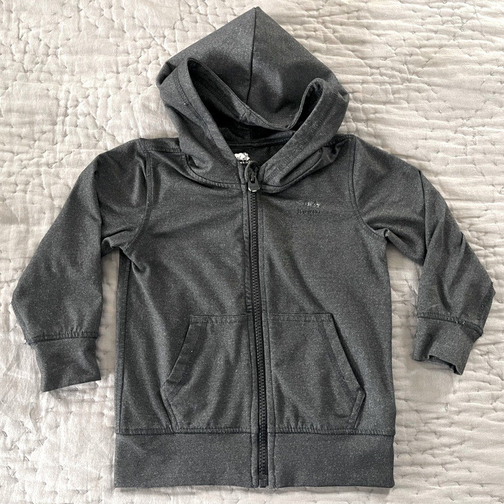 Roots Kids Canadian Canada Charcoal Zip-Up Hoodie Kids Pockets Size 3T